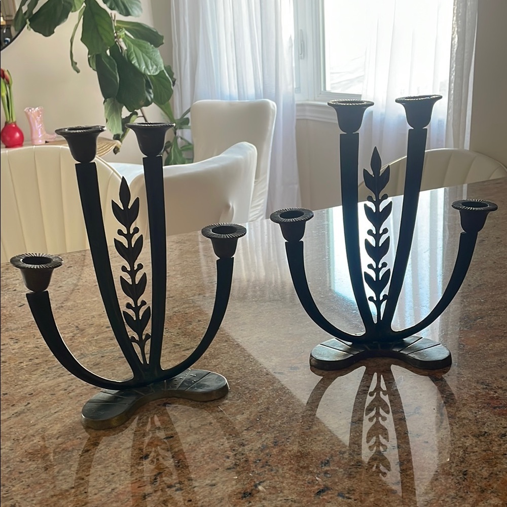 Elegant Black Metal Candle Holders